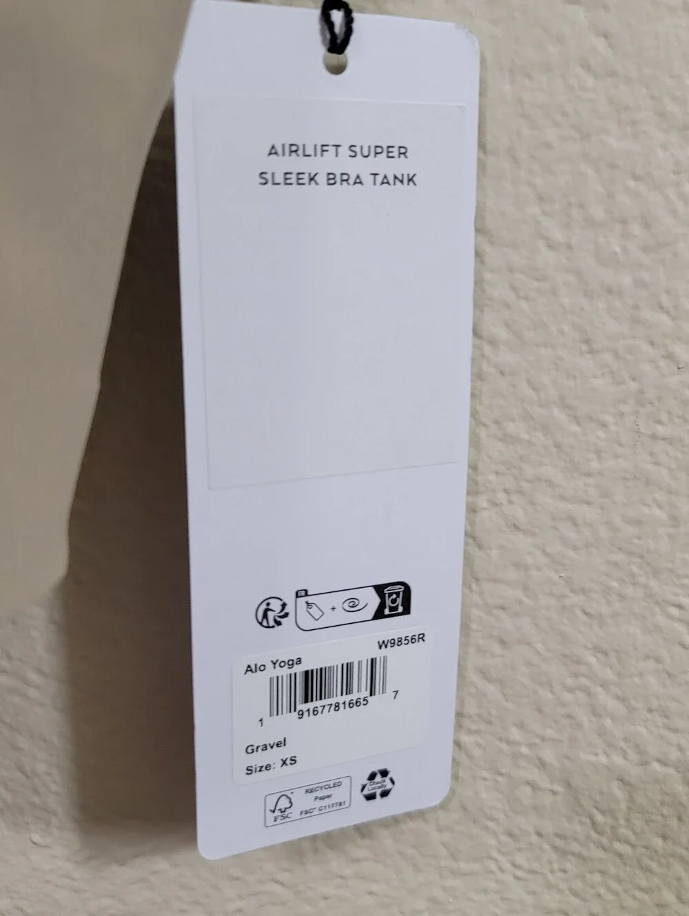 NWT Alo Airlift Super Sleek Bra Tank Gravel XS
